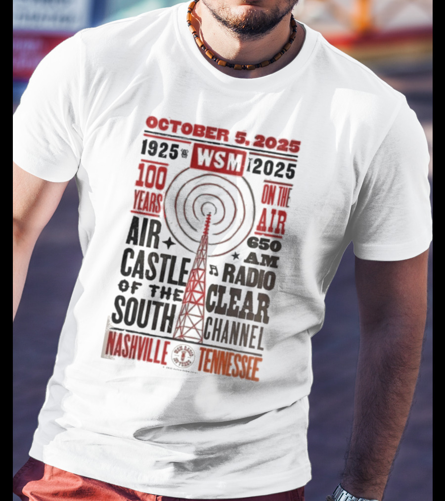 October 5 2025 WSM 100 Years On Air Air Castle Of The South 650 AM Radio Nashville Tennessee T-Shirt