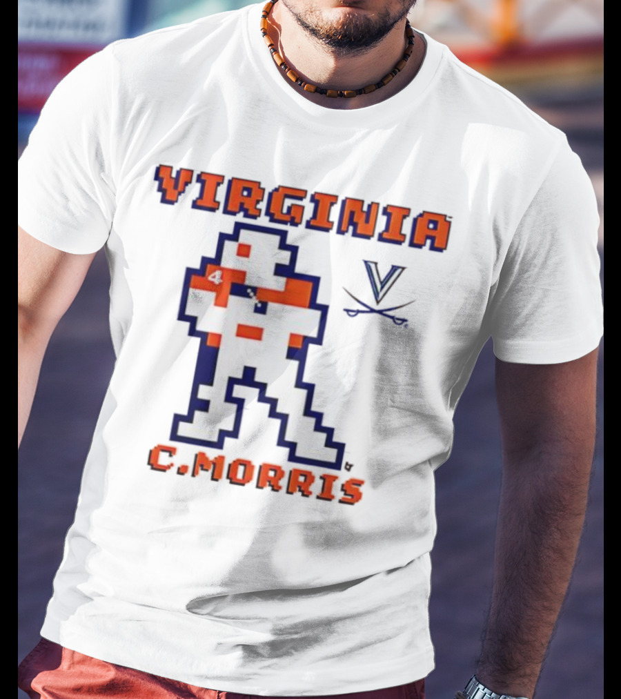 Virginia C. Morris Football Retro Pixel Quarterback 4 T-Shirt