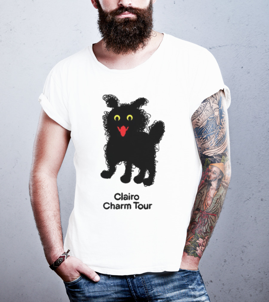 Clairo Charm Tour Yellow Eyes Red Tongue Fuzzy Cat T-Shirt
