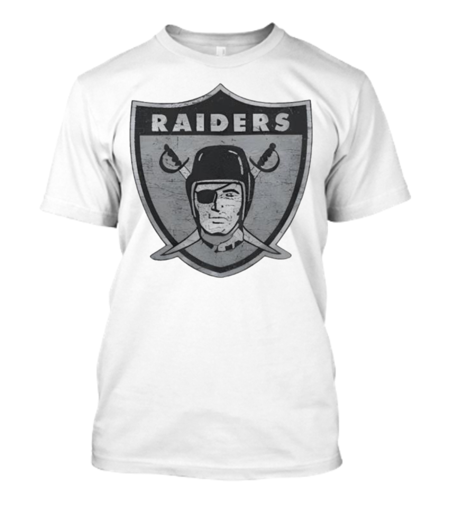 Raiders NFL Football Shield Patch Logo Silver And Black T-Shirt