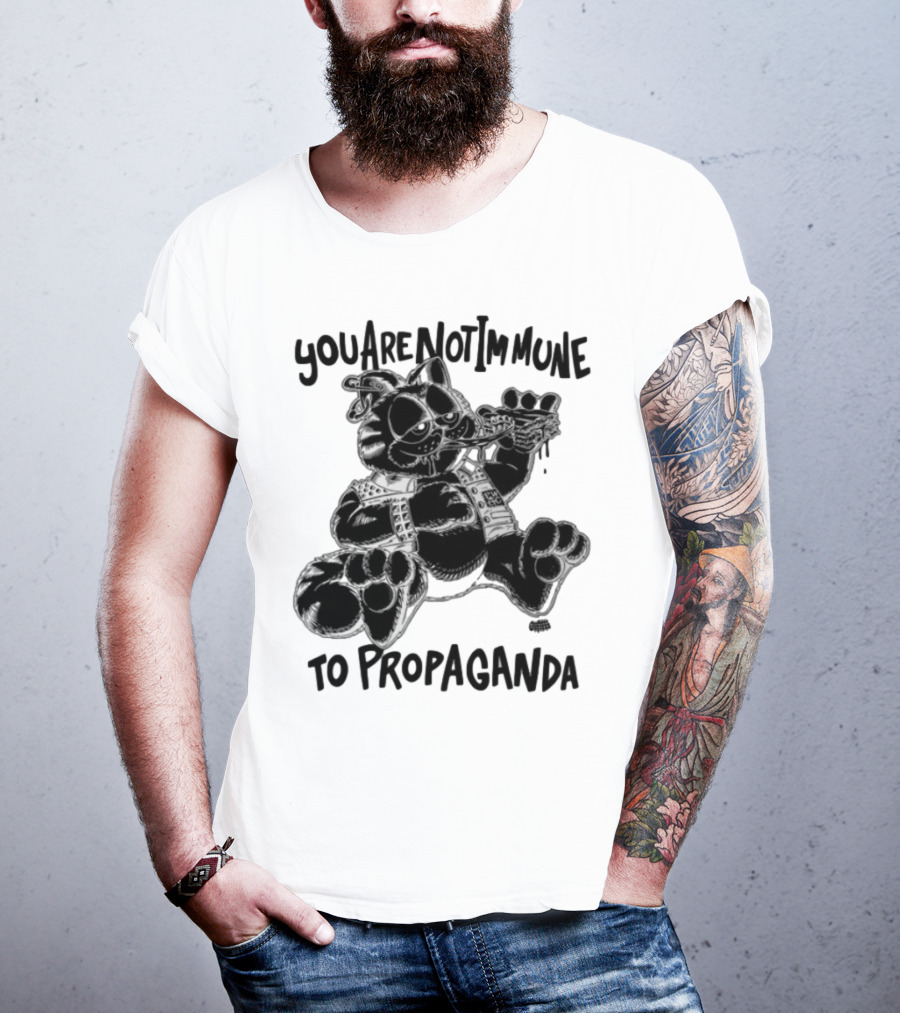 Punkwithacamera Cat With Pizza You Are Not Immune To Propaganda T-Shirt