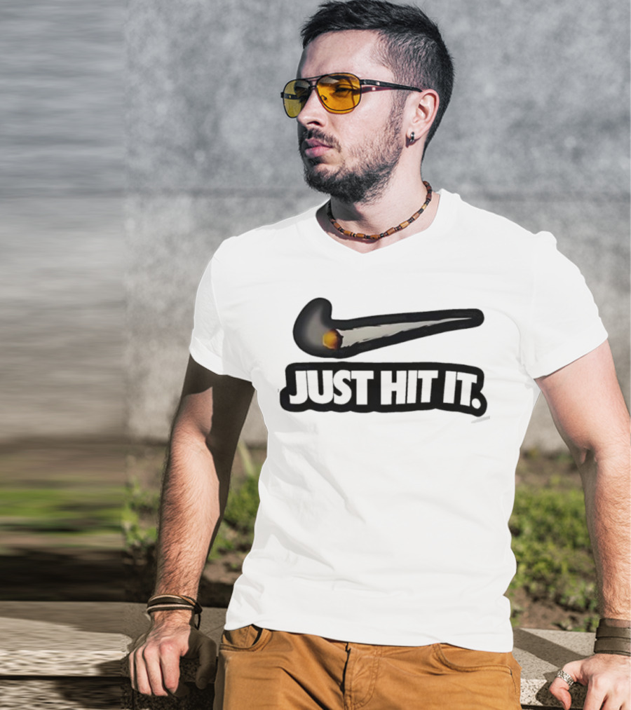 Silhouette Cameo Nike Swoosh Parody Just Hit It Design T-Shirt