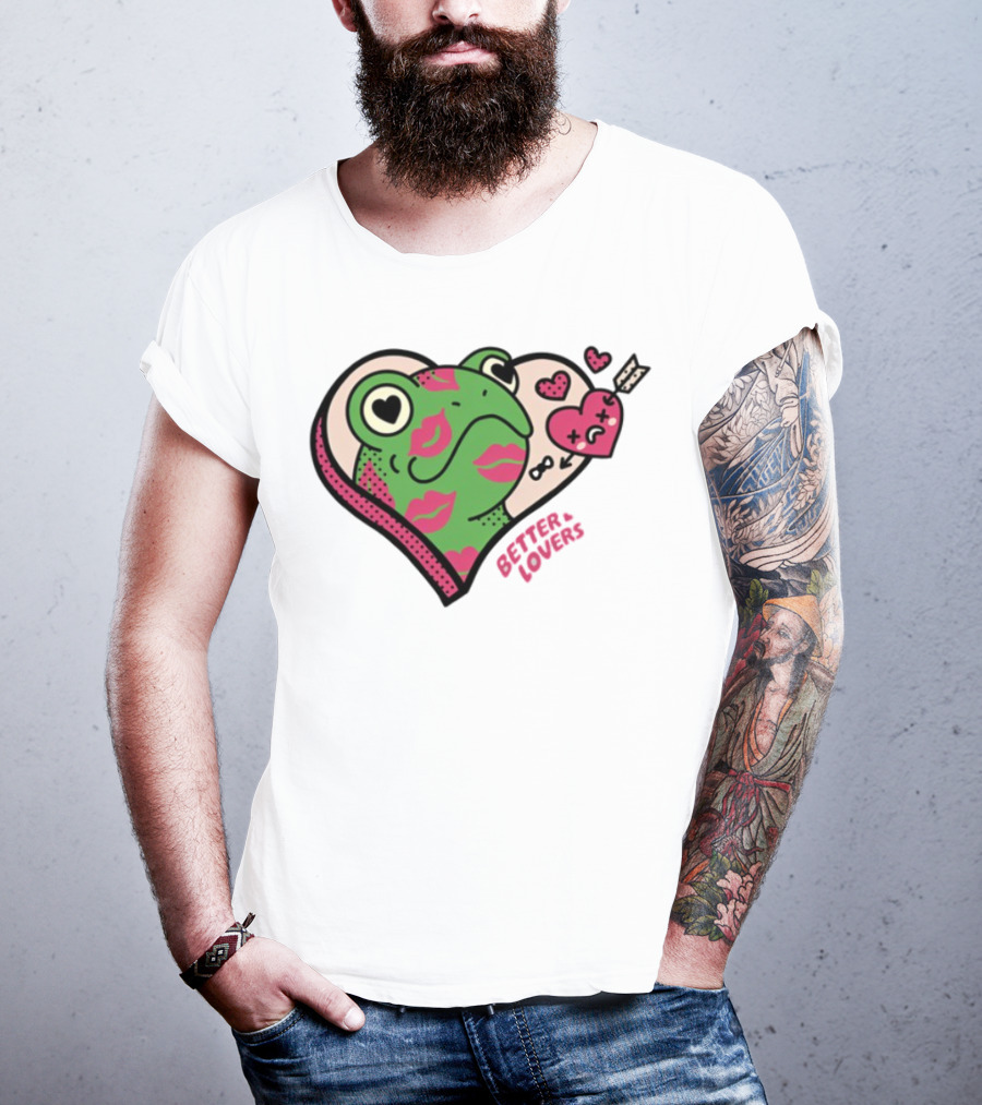 Better Lovers Love Frogs Heart Kisses Fun Graphic T-Shirt