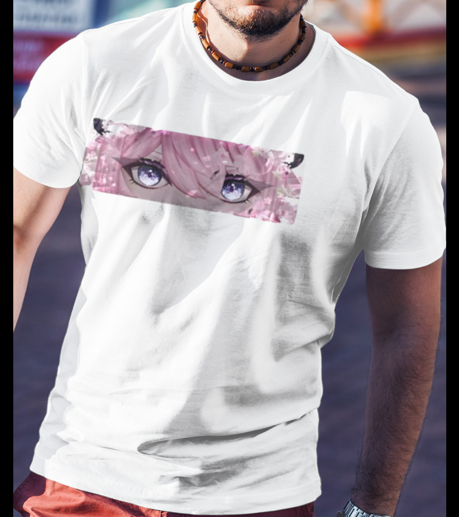 Bluefi Rose Eyes Pink Hair Floral Horns Anime Aesthetic T-Shirt
