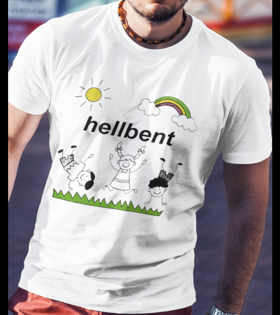 Hellbent Young Rebels Sun Rainbow Grass Playful Art T-Shirt