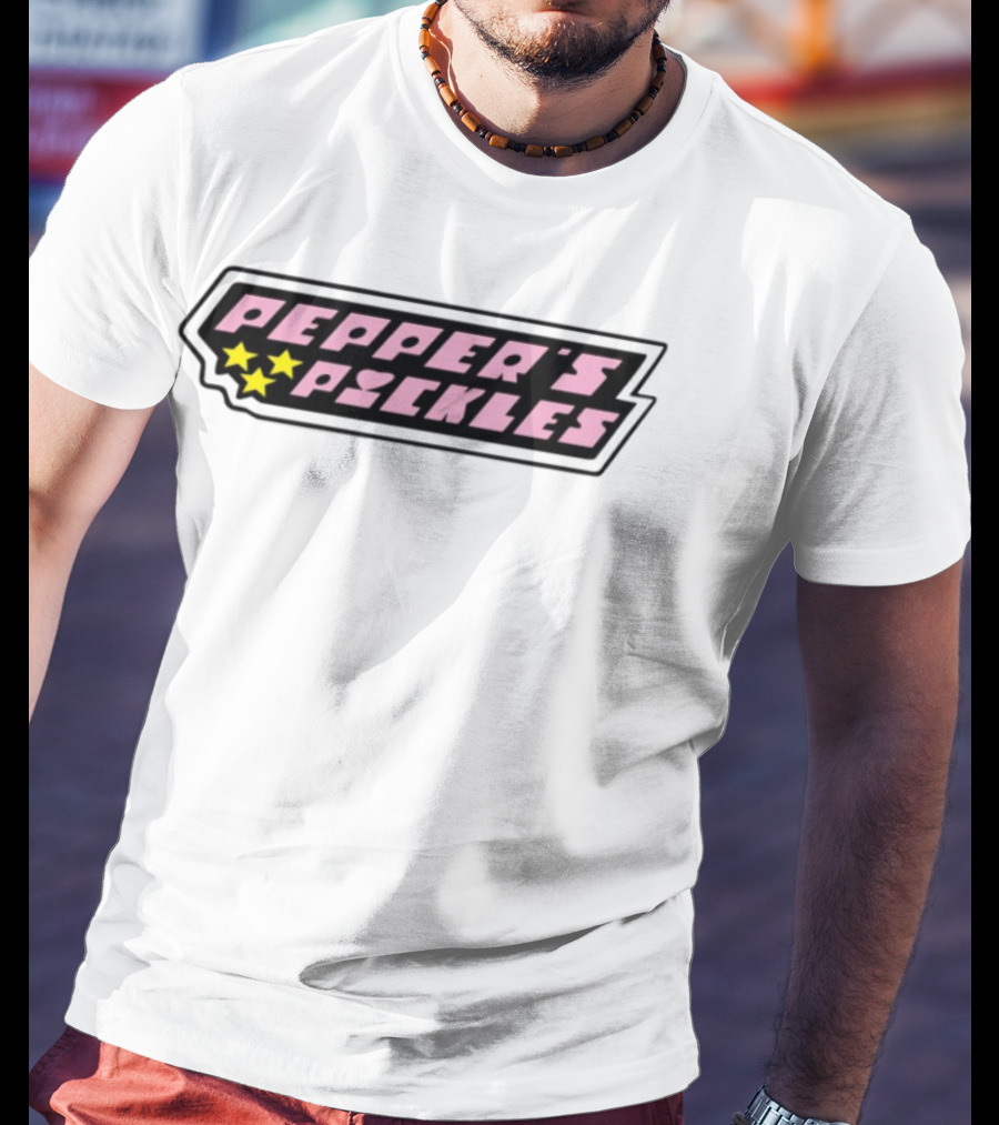 Pepper's Pickles Pink Heart Stars Retro Style T-Shirt