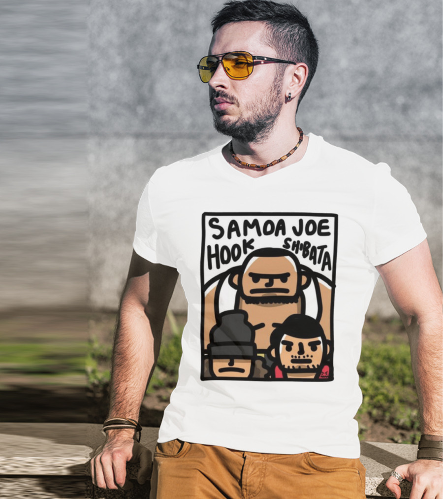 Samoa Joe Hook Shibata Cartoon Characters T-Shirt