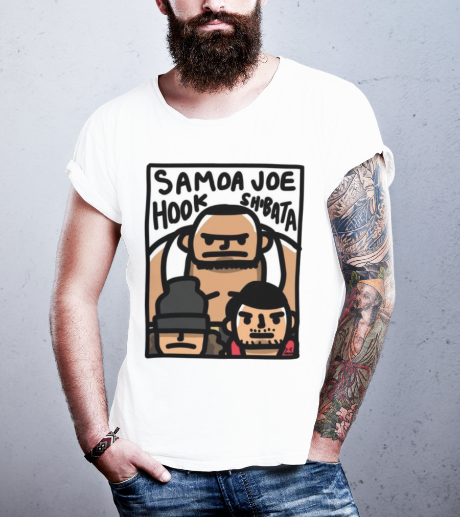 Samoa Joe Hook Shibata Cartoon Characters T-Shirt