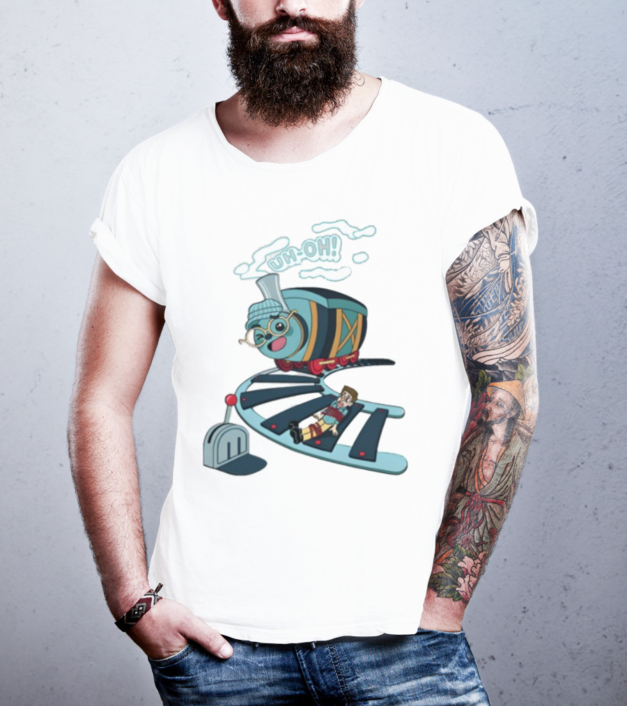 Tryguys Limited Edition Uh-Oh Trolley Problems T-Shirt