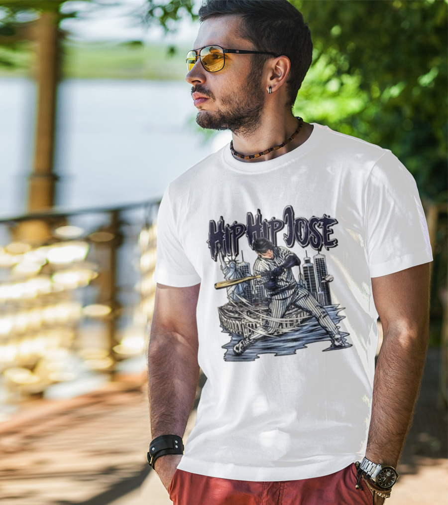 Hip Hip Jose New York Yankees Statue Of Liberty Baseball Player Comic Style T-Shirt
