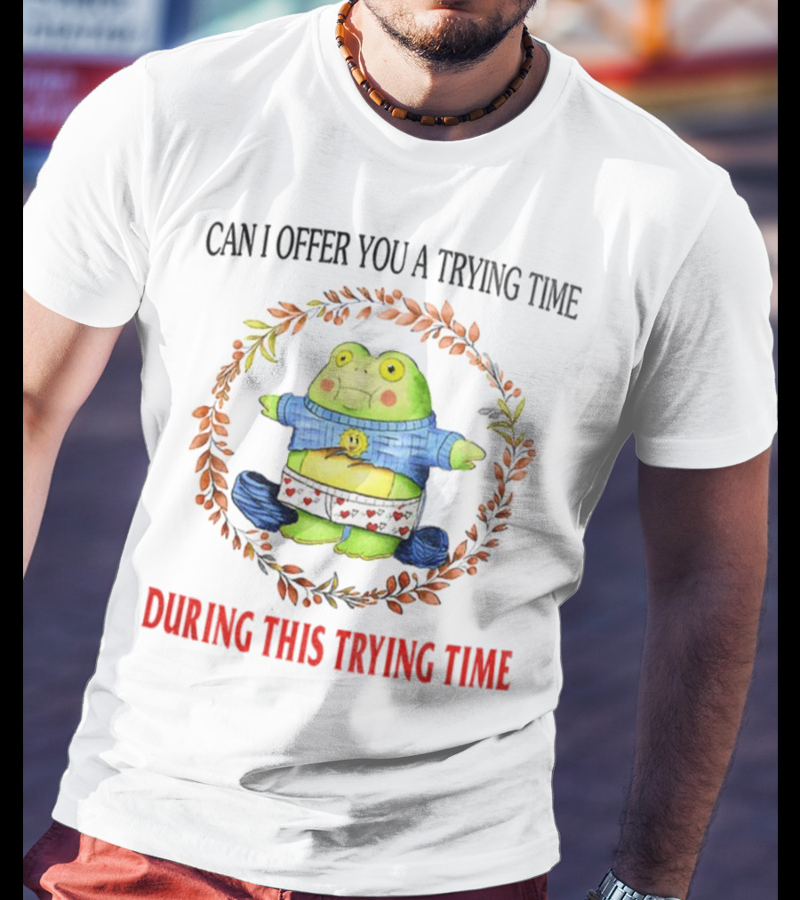 Can I Offer You A Trying Time During This Trying Time Funny Frog Meme T-Shirt
