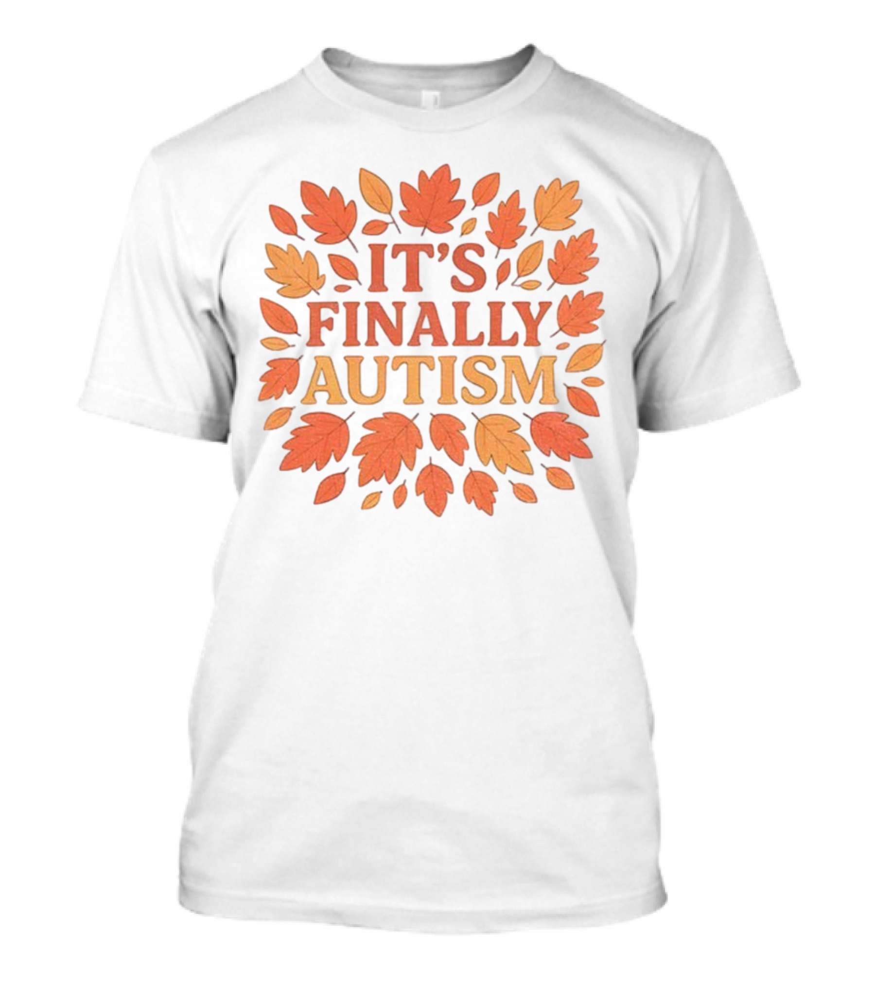 It's Finally Autism Autumn Leaves Pattern T-Shirt