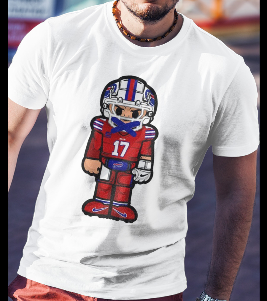 Buffalo Bills Josh Allen Cartoon NFL Football 2025 Number 17 T-Shirt