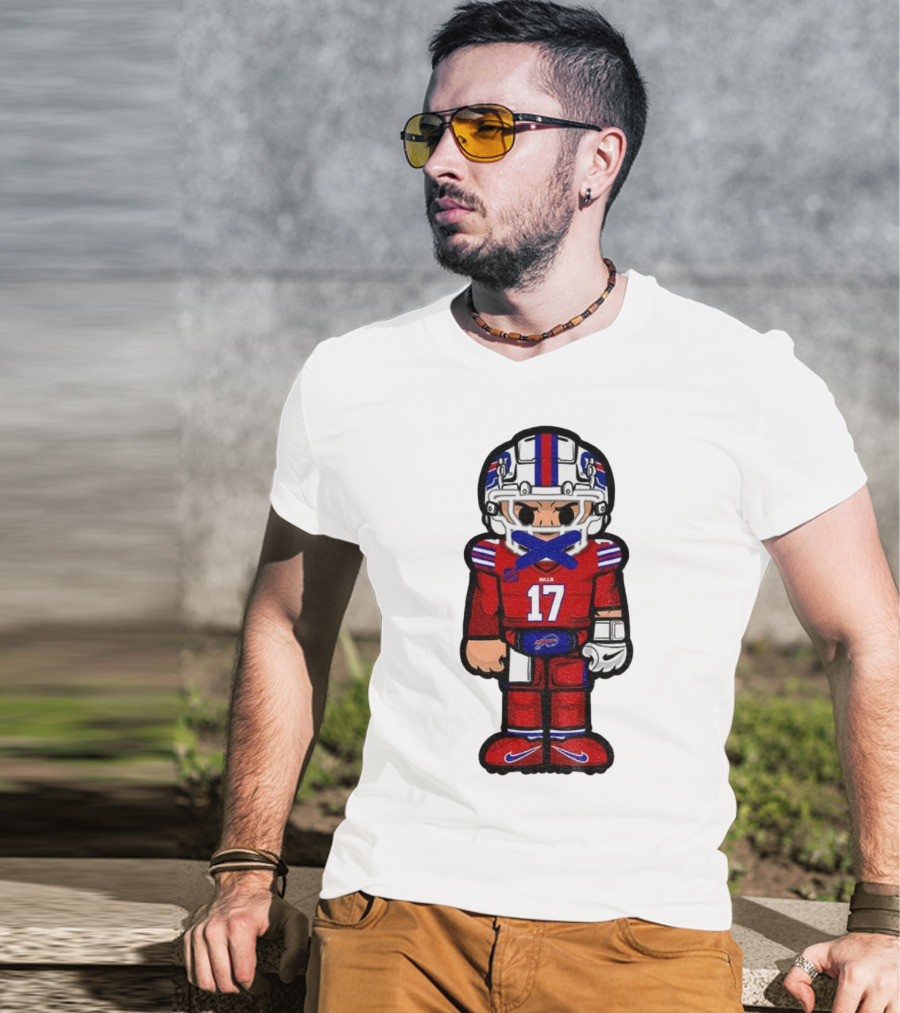 Buffalo Bills Josh Allen Cartoon NFL Football 2025 Number 17 T-Shirt
