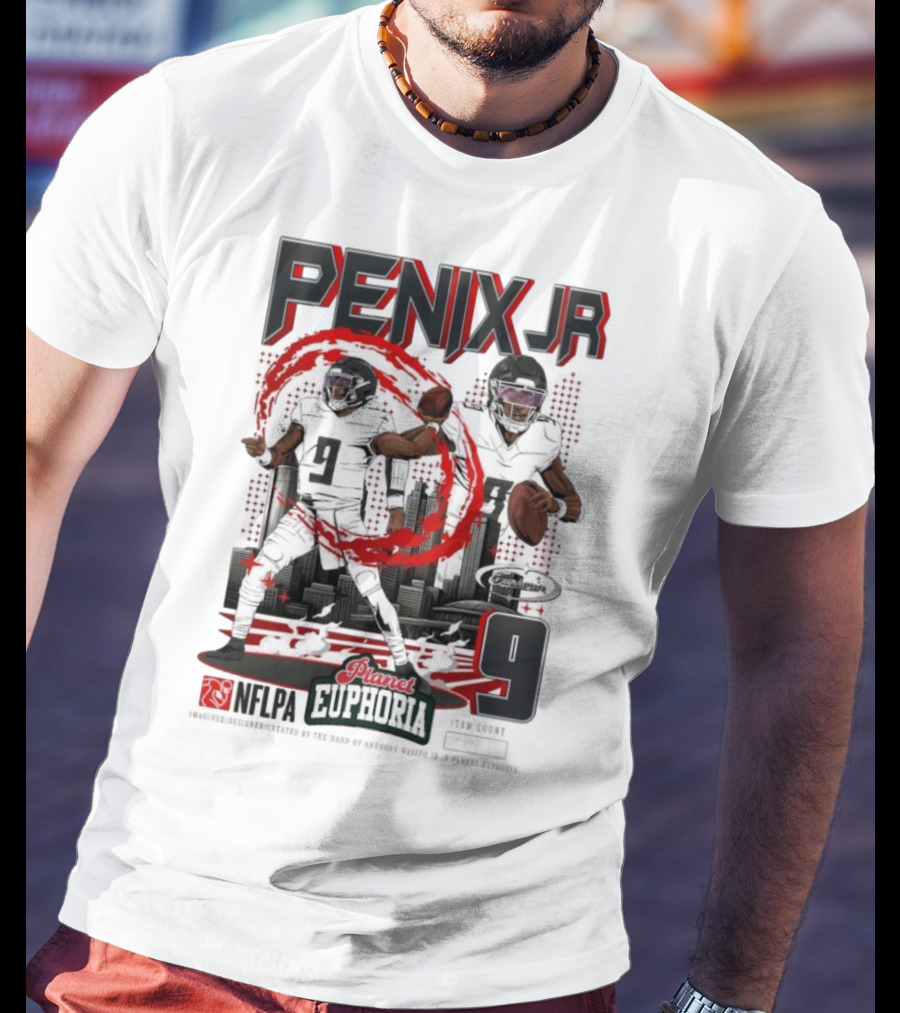 Penix Jr. NFLPA Planet Euphoria Number 9 Football Theme T-Shirt