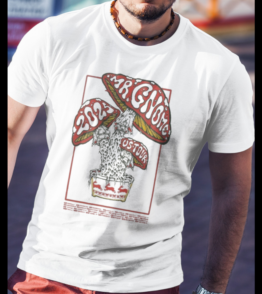Mr. Gnome 2024 US Tour Mushroom Artwork Retro Psychedelic Print T-Shirt