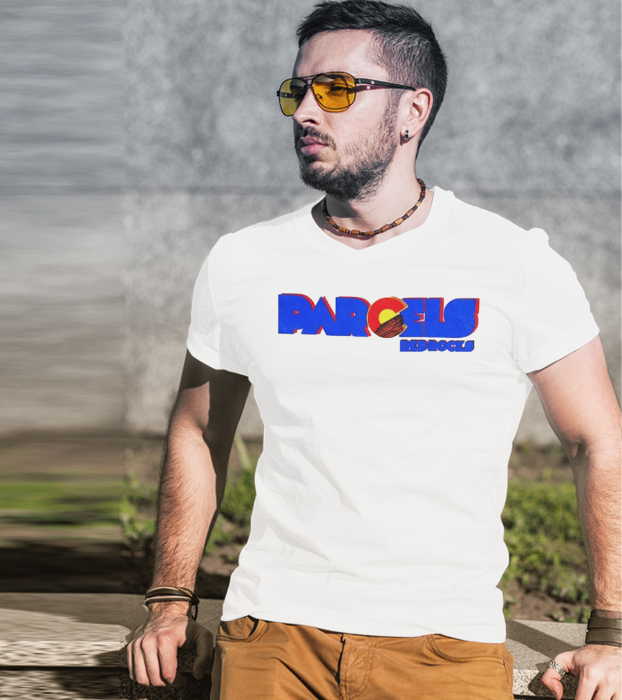 Parcels Red Rocks Colorado Flag Theme T-Shirt