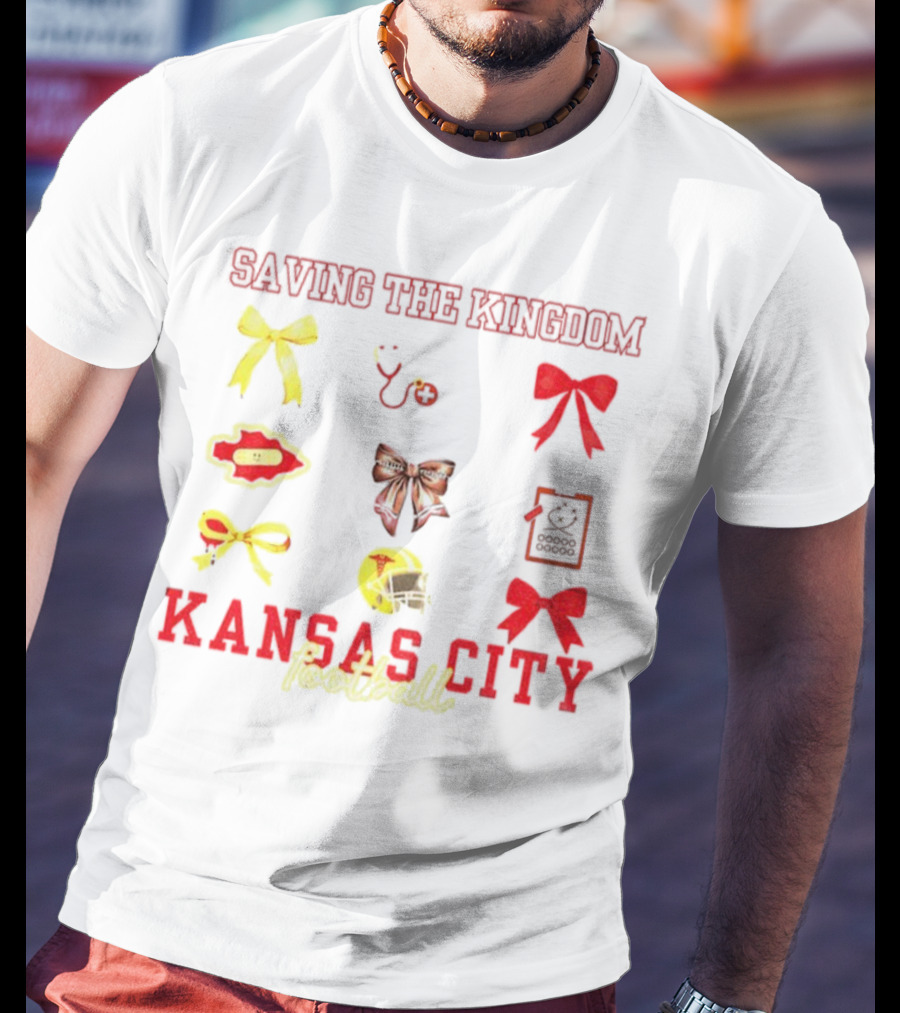 Saving The Kingdom Kansas City Football Bows Game Day Chiefs T-Shirt