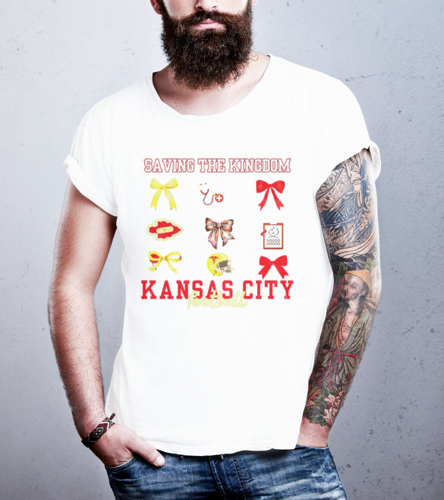 Saving The Kingdom Kansas City Football Bows Game Day Chiefs T-Shirt
