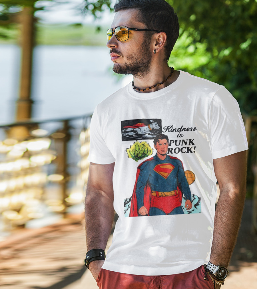 Superman DC Kindness Is Punk Rock Krypton Dog Caped Hero T-Shirt