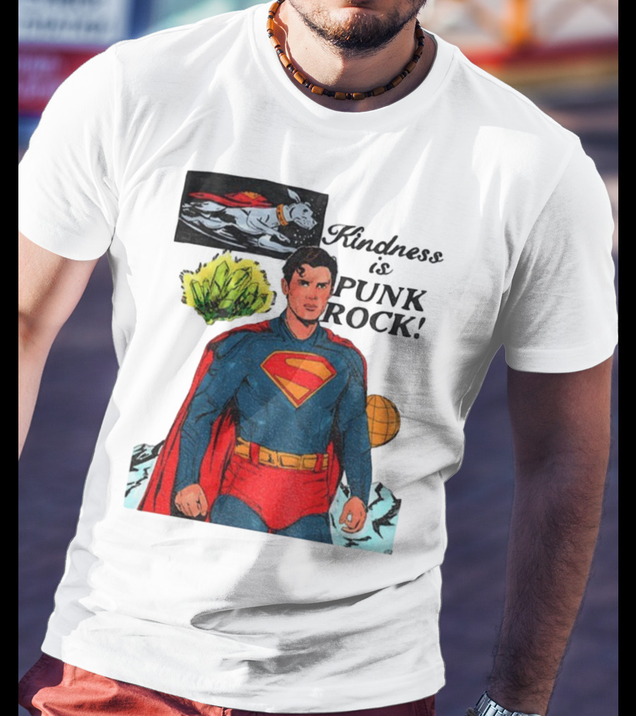 Superman DC Kindness Is Punk Rock Krypton Dog Caped Hero T-Shirt