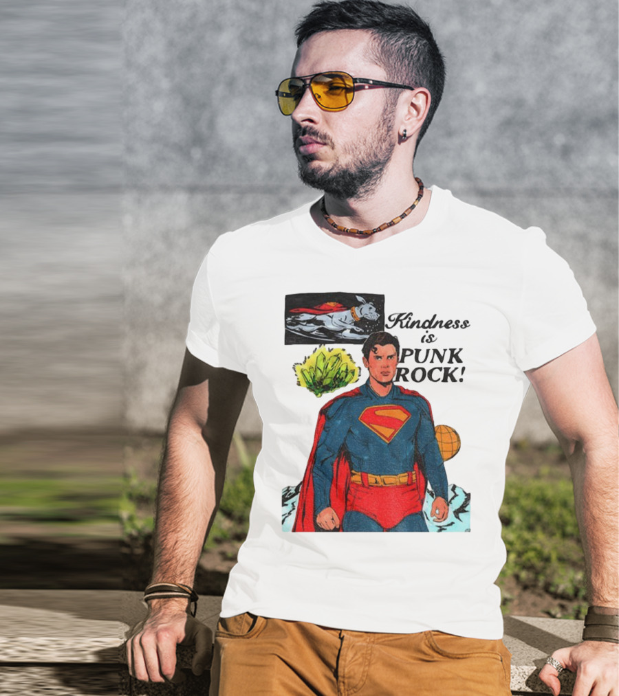 Superman DC Kindness Is Punk Rock Krypton Dog Caped Hero T-Shirt