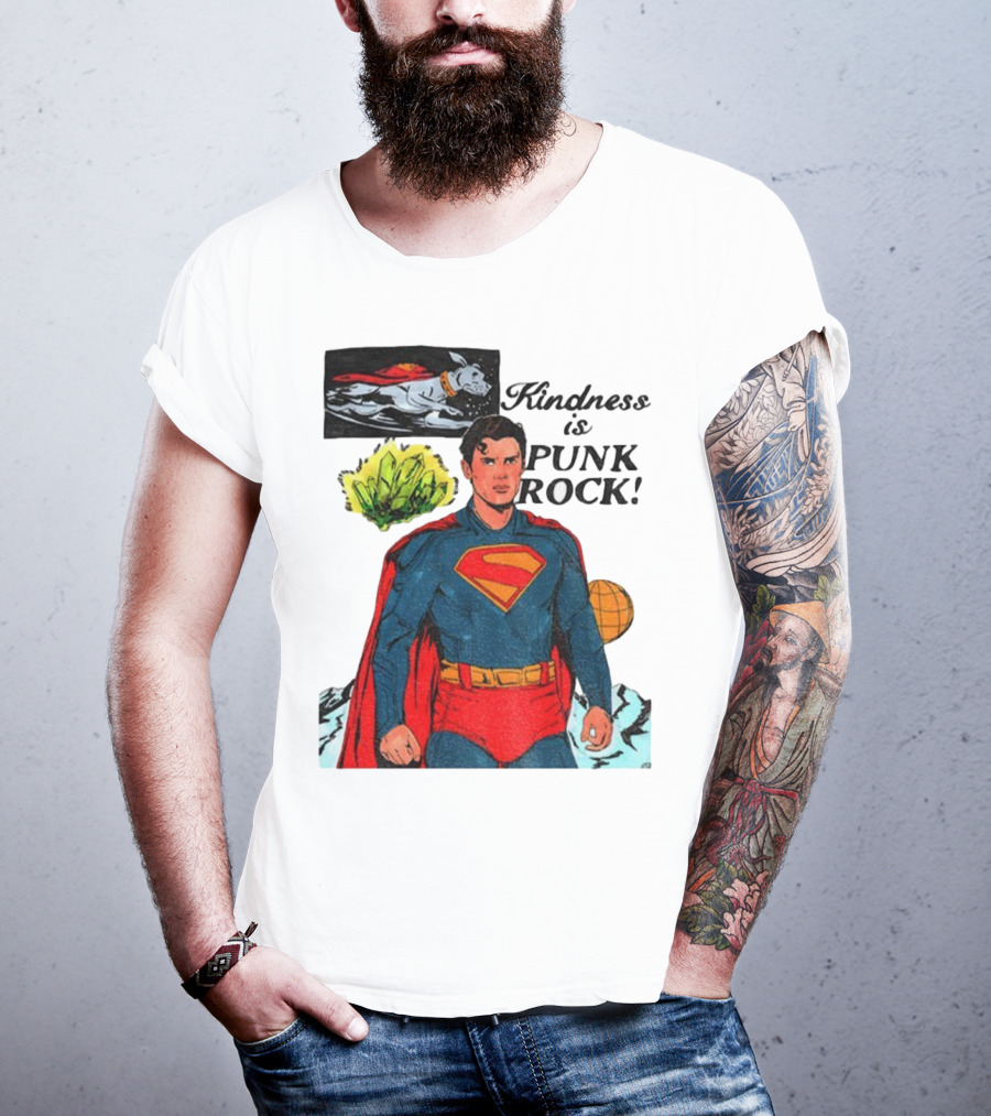 Superman DC Kindness Is Punk Rock Krypton Dog Caped Hero T-Shirt