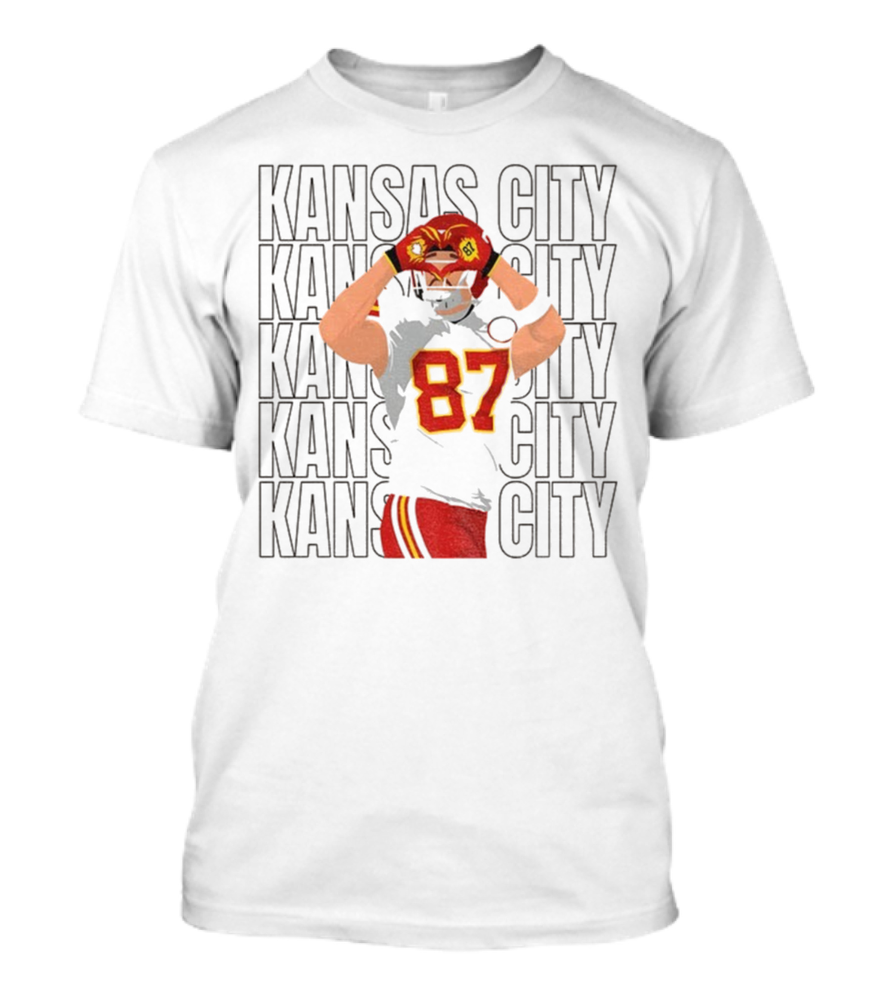 Kansas City Chiefs Travis Kelce 87 Heart Hands Game Day T-Shirt