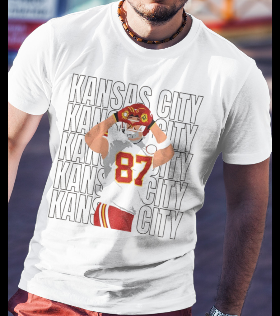 Kansas City Chiefs Travis Kelce 87 Heart Hands Game Day T-Shirt