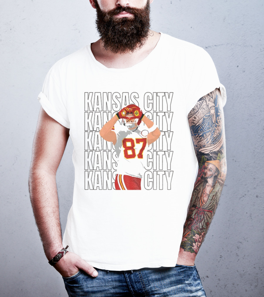 Kansas City Chiefs Travis Kelce 87 Heart Hands Game Day T-Shirt