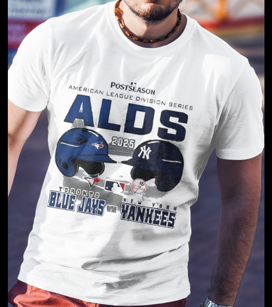 Toronto Blue Jays Vs New York Yankees 2025 ALDS MLB Postseason Helmets Bats Showdown T-Shirt