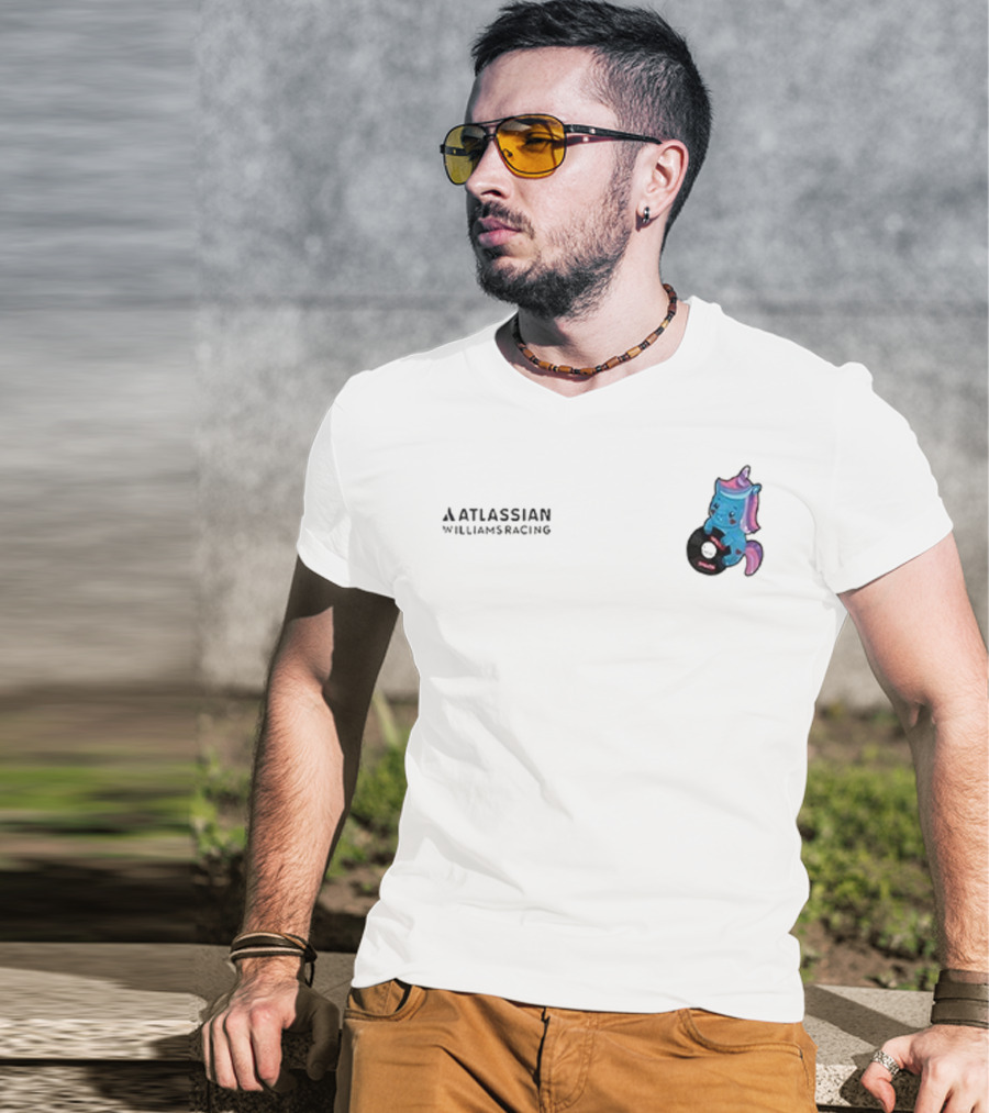 Atlassian Williams Racing Powered By Sparkles Signature Racing Unicorn In Helmet T-Shirt