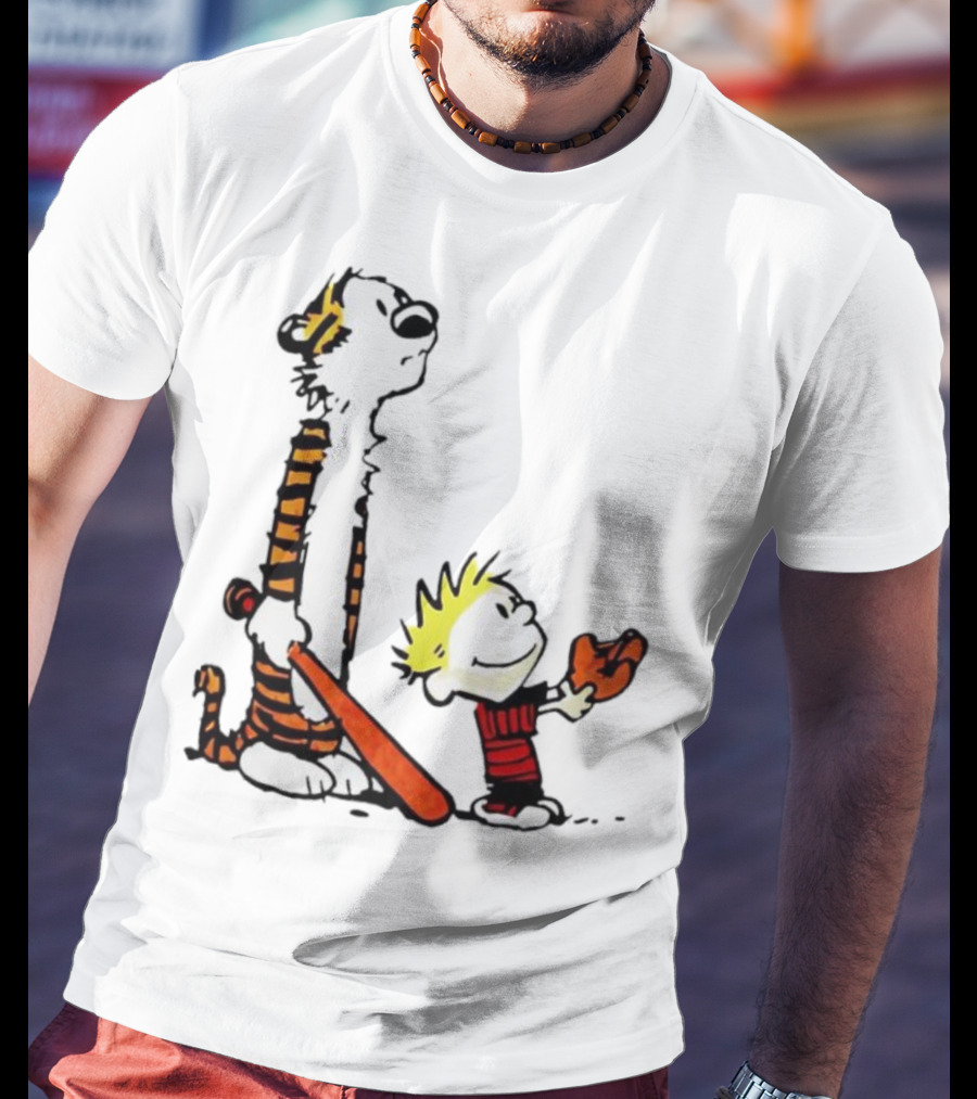 Calvin And Hobbes Baseball Glove And Bat Playtime T-Shirt
