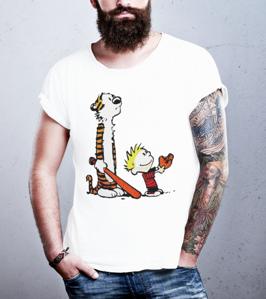 Calvin And Hobbes Baseball Glove And Bat Playtime T-Shirt