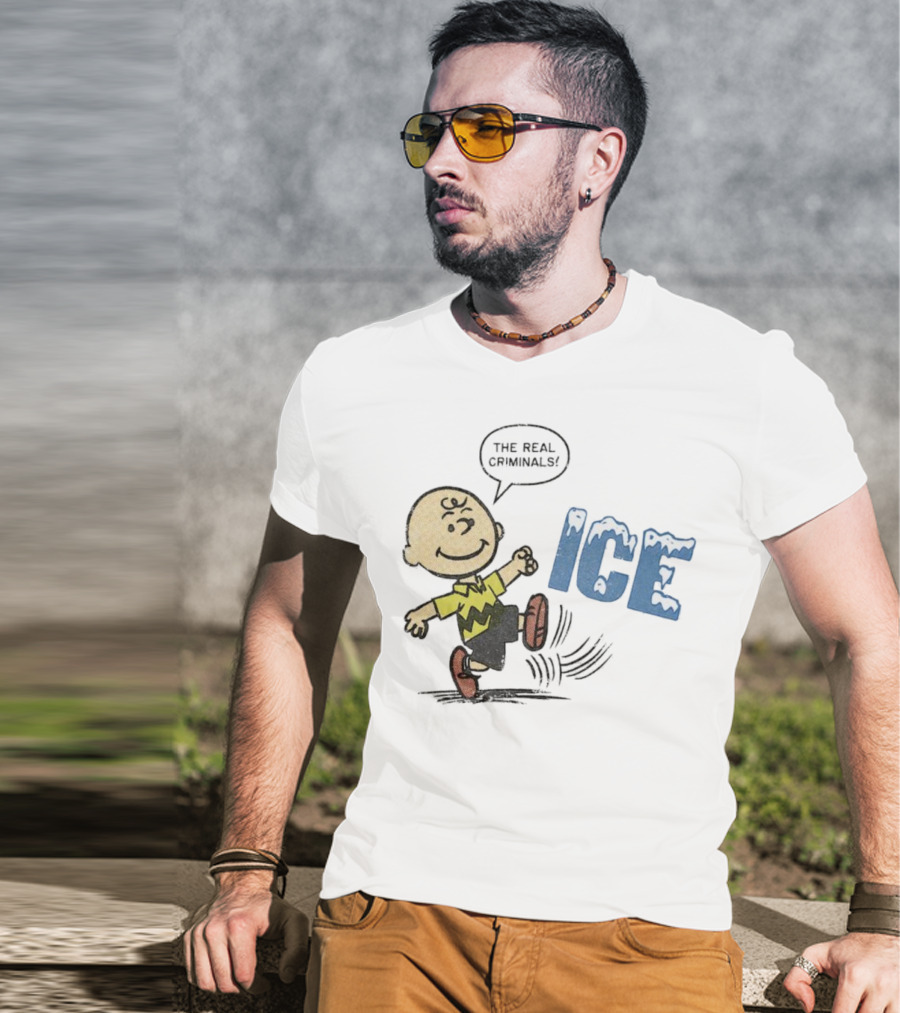 Charlie Brown Kicking The Real Criminals ICE T-Shirt