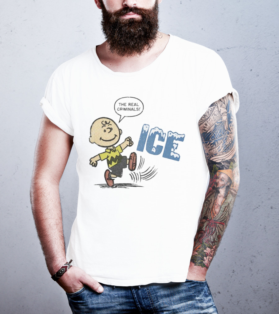 Charlie Brown Kicking The Real Criminals ICE T-Shirt