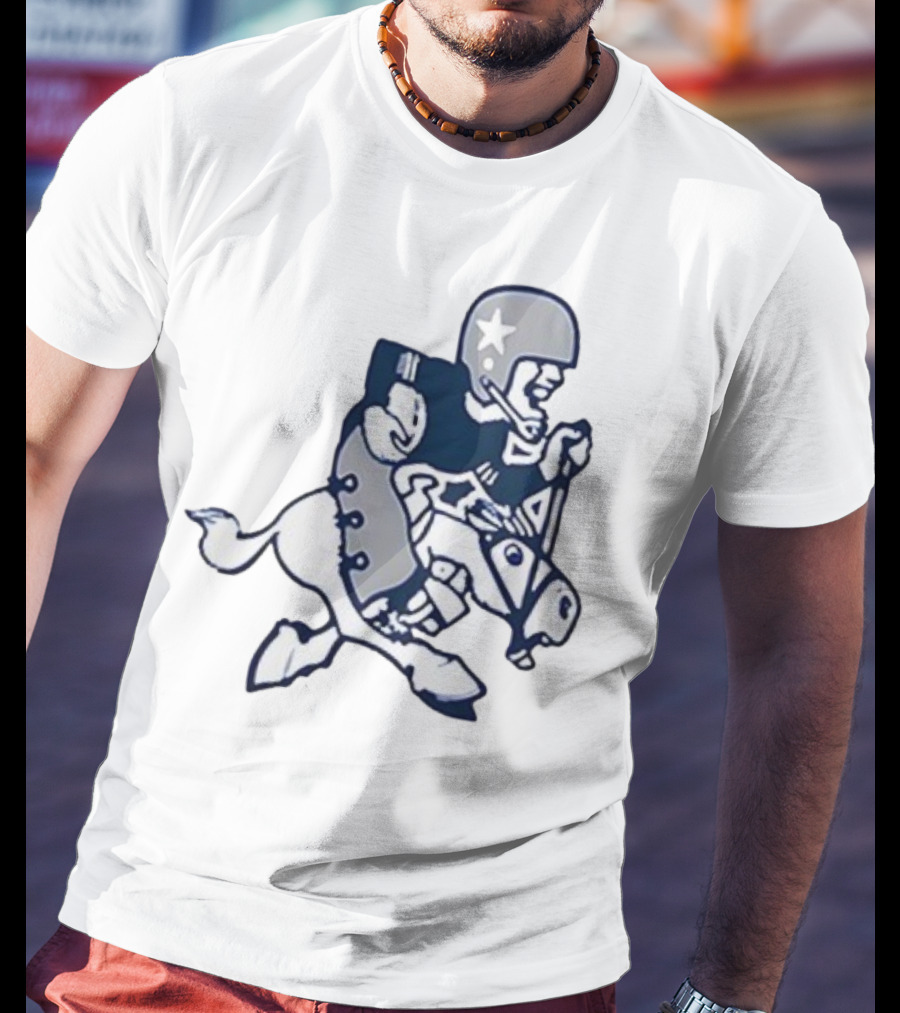 Dallas Cowboys Retro Horseback Rider With Aztec Motifs T-Shirt