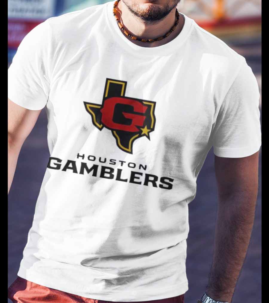 Houston Gamblers Texas Outline G Star Emblem T-Shirt