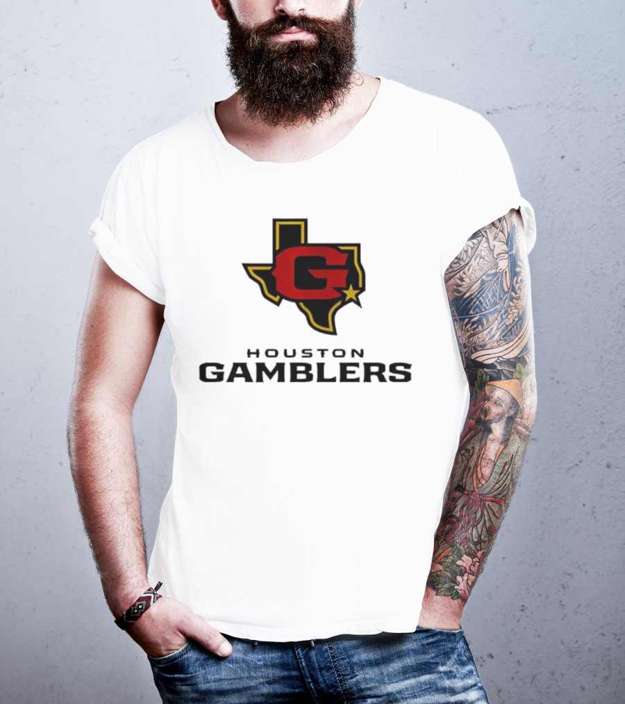 Houston Gamblers Texas Outline G Star Emblem T-Shirt