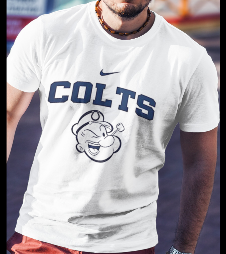 Popeye And Nike Sports Collaboration With Indianapolis Colts Logo T-Shirt