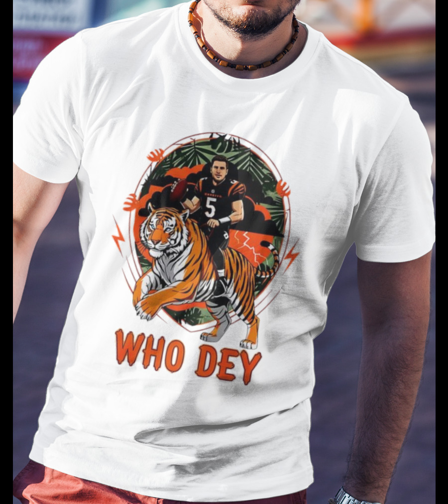 Joe Flacco Cincinnati Bengals Tiger Ride Who Dey Jungle Football T-Shirt