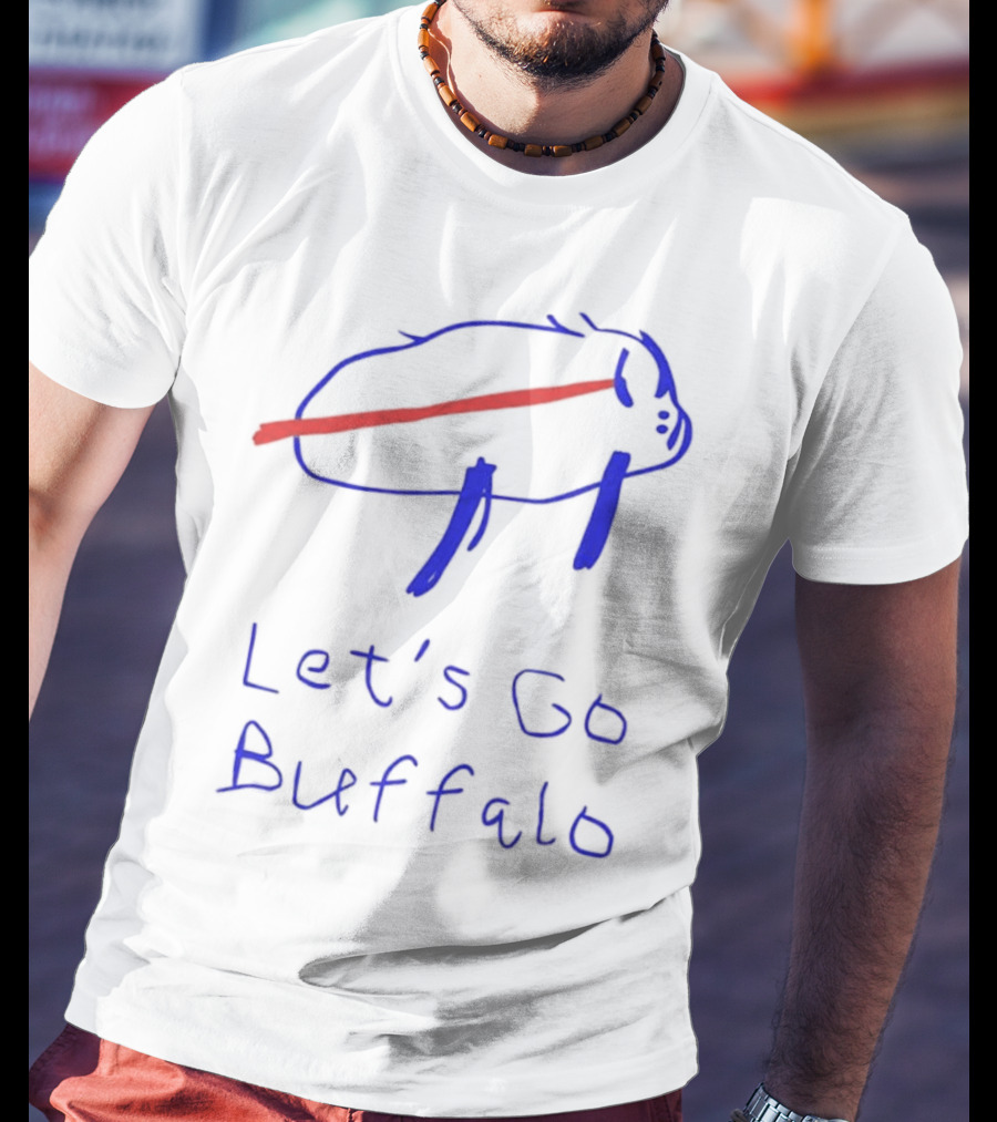Let’s Go Buffalo Bills Hand-Drawn Blue And Red Graphic T-Shirt