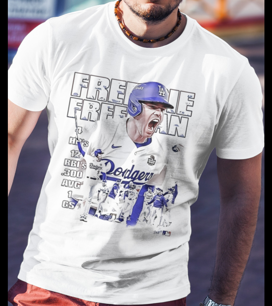 Los Angeles Dodgers Freddie Freeman HR 12 RBIs 300 AVG 1 GS T-Shirt