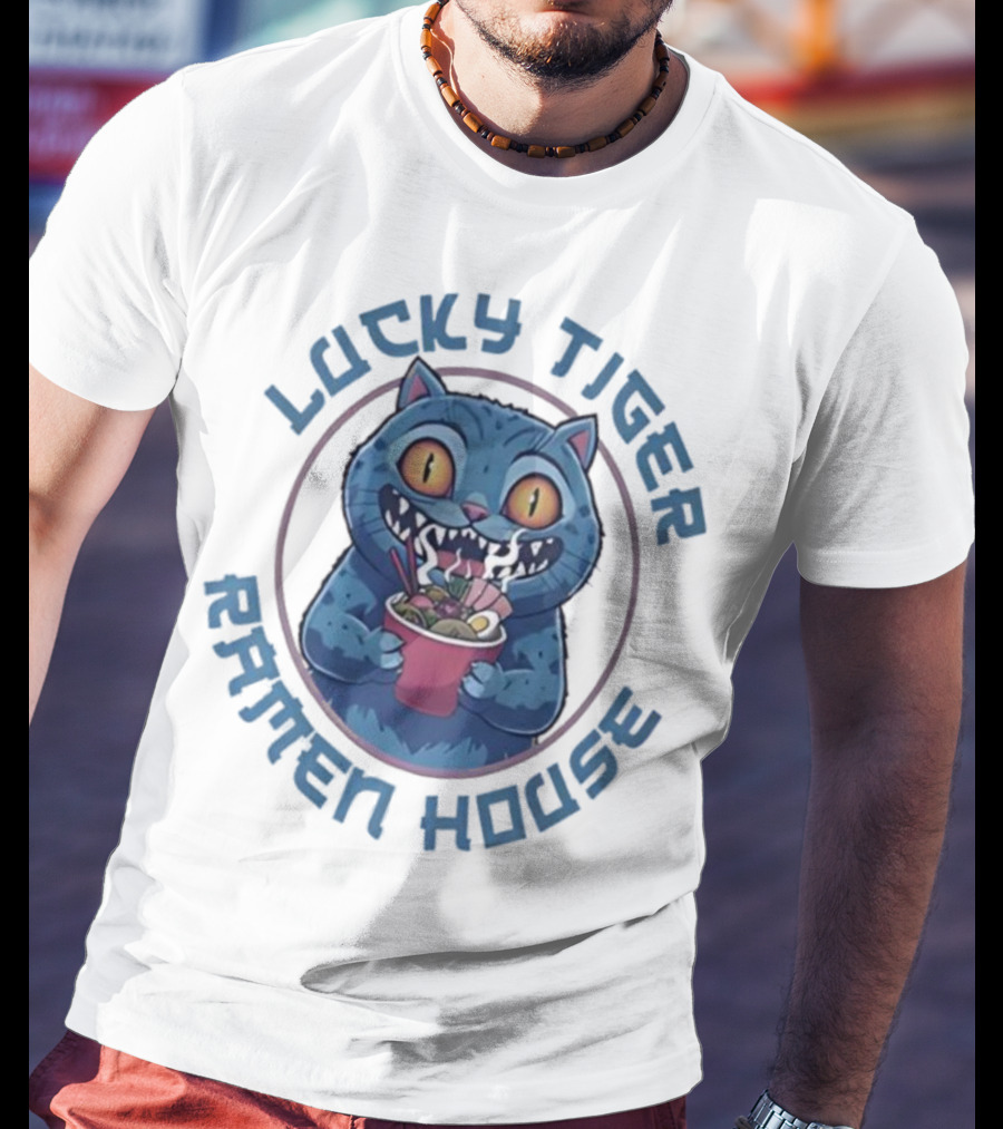 Lucky Tiger Ramen House Kpop Demon Hunters Derpy The Tiger Cartoon Cat Noodles T-Shirt