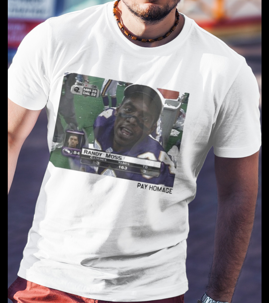 Randy Moss Minnesota Vikings 84 Pay Homage Catches Yards TO T-Shirt