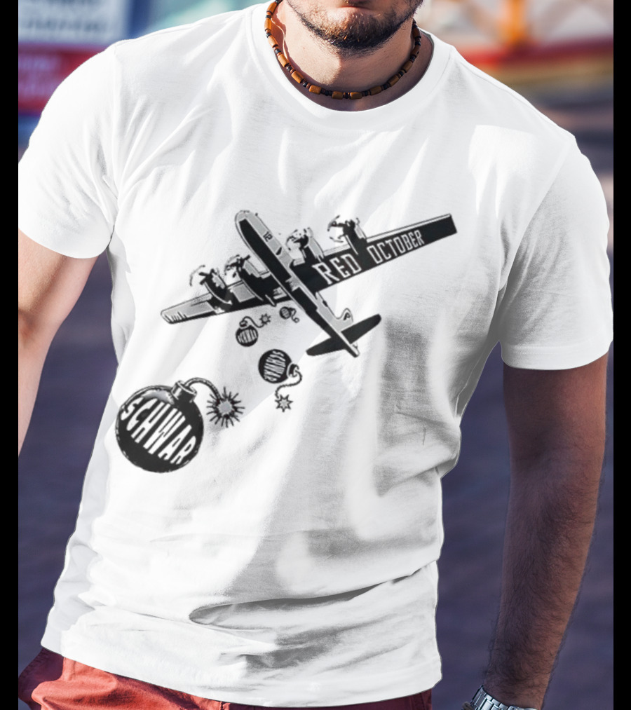 Philadelphia Phillies Red October Schwarbombs Away City Skyline Airplane رسالة قصف Blimp Explosion T-Shirt