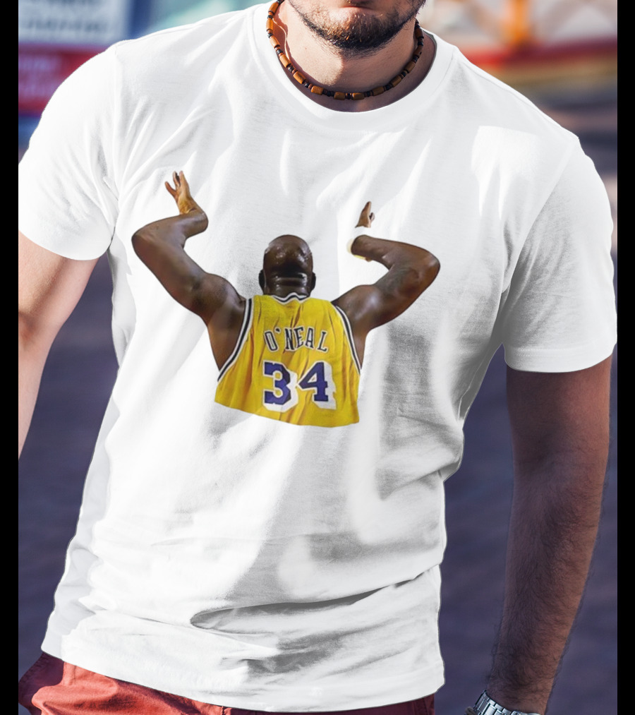 Shaquille O'Neal 34 Los Angeles Lakers Basketball Iconic Celebration T-Shirt