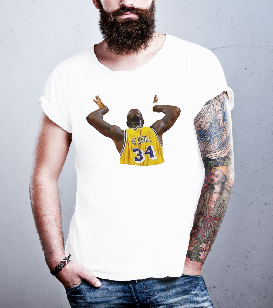 Shaquille O'Neal 34 Los Angeles Lakers Basketball Iconic Celebration T-Shirt