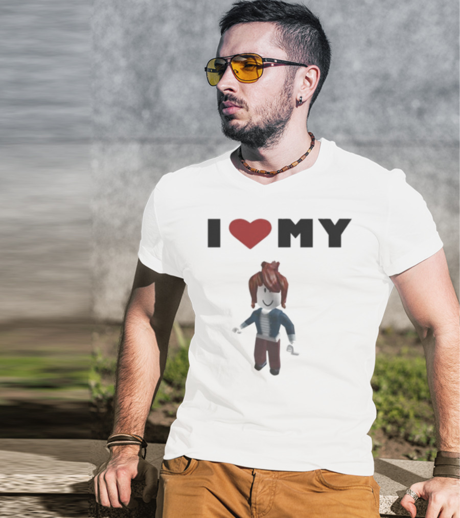 I Love My Rblx Gf Avatar Red Heart T-Shirt