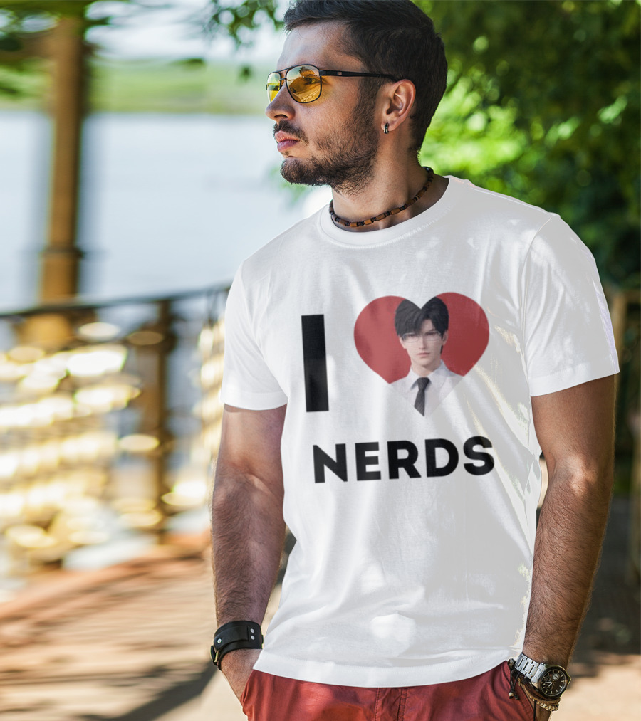 I Love Nerds Anime Character Glasses And Suit T-Shirt